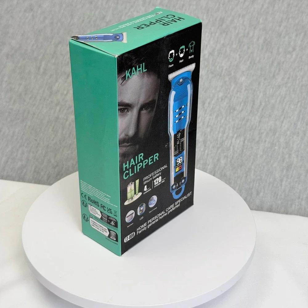 KAHL LT-808 Professional Hair Clipper Cordless LED Display Blue Face Hair Body